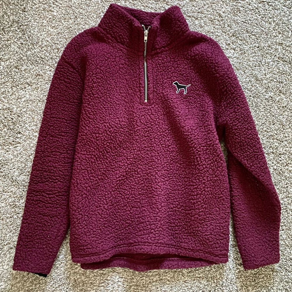 VS PINK maroon sherpa jacket with pockets